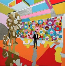 UGO NESPOLO - "Only balloons "- Serigrafia collage 50x50-POP ART- MUSEO MURAKAMI