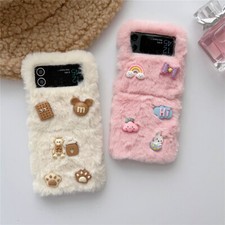Custodia protettiva calda peluche leopardata pelliccia sintetica per Samsung Galaxy Z Flip3 5G