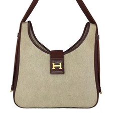 Borsa a tracolla EGA HERMES Sako Toile H in pelle beige*/2BH2570