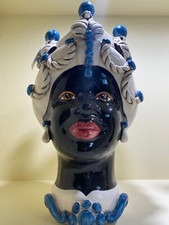 Verus Testa di Moro Donna Liberty Black Blu and White caltagirone 42cm nero