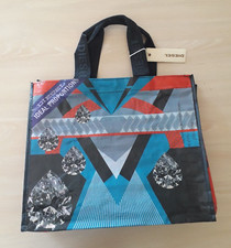 DIESEL borsa shopper in plastica multicolore nero rosso blu tote spesa busta