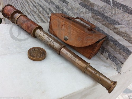 Telescopio ottone antico - telescopio, ottone,