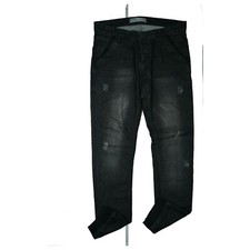 Pantalone jeans uomo MERISH distrutto slim fit XL W36 L34 used look nero elasticizzato