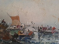 Quadri Antichi.Di Marino Francesco, Scena Marina;pannellino cm 11x16; di qualità