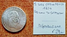 5 LIRE 1824 CARLO FELICE REGNO DI SARDEGNA  - RIPRODUZIONE- RIF.2129