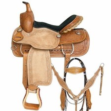 Western leather horse saddle - leather,