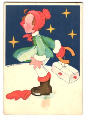 Mini cartolina ragazza - , indossa