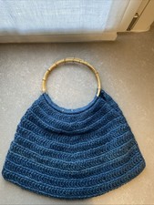 Borsa donna ad uncinetto in Juta. Fatta a mano. Con Manici in Bamboo