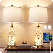 25.6" Glass Gold Table Lamps