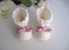 Scarpine Nascita Neonata Fatte a Mano Uncinetto Crochet Handmade Lana