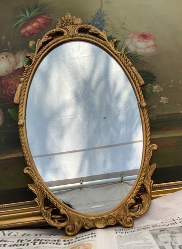 Specchio vintage ornato oro - ,
