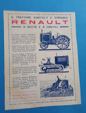 PUBBLICITA'  1929 TRATTRICE TRATTORE RENAULT CINGOLI  RUOTE ADVERT  WERBUNG