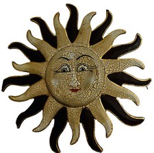 Maschera Da Muro ⭐️etnico SOLE 🌞 ⭐️In Legno ✅41 X36Cm