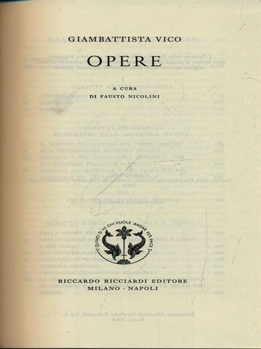 Giambattista vico opere vol - vico.,