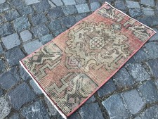 Tappeto tappetino da bagno, tappeto Oushak Kilim, tappeto vintage turco, tappeto decorazione casa 1,3 x 2,3 piedi