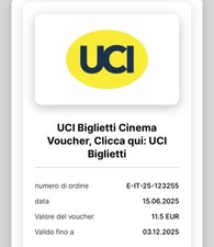 Biglietto UCI CINEMA codice Promozionale 