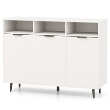 Credenza Buffet Laterale Con 3 Scomparti Aperti E 3 Ante, Mobile Da Cucina Con 5