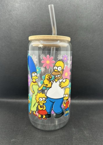 The simpsons floral 16oz - 16oz, clear