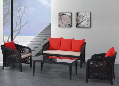 Divano rattan nero salotto - divano,