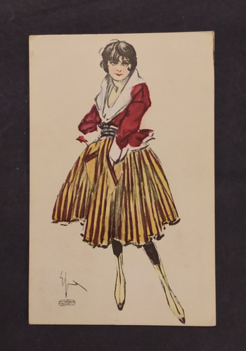 Vecchia cartolina illustrata - vecchia,