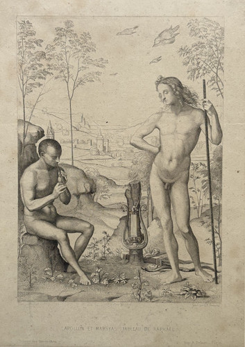 Apollon marsyas gravure - marsyas,