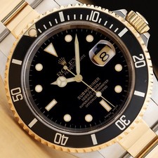Rolex Submariner Date 16613 Ln 40Mm 18K Oro Giallo Acciaio 2-Toni Nero Orologio