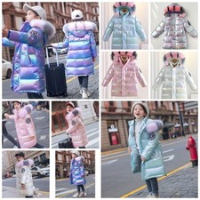 Cappotto caldo invernale bambina cappuccio pelliccia sintetica parka bambini viaggio scuola giacche outwear