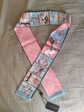 Sciarpa Louis Vuitton fascia seta rosa blu tronchetti monogramma edizione limitata