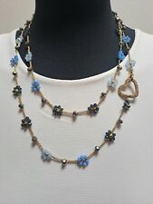 Collana Fatta A Mano Ad Uncinetto Con Cristalli In Vetro - Azzurro/blu