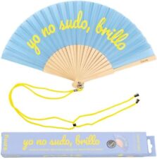 Ventaglio in legno e tessuto 42,5x23cm, moderno e divertente yo no sudo brillo
