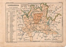 Piccola carta geografica antica LOMBARDIA scuola elementare 1907 Antique map