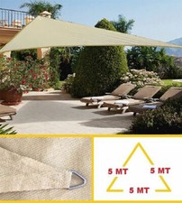 VELA OMBREGGIANTE TRIANGOLARE 5X5X5 MT SABBIA ECRU TELO OMBRA A TRIANGOLO 32497