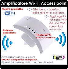 AMPLIFICATORE WI FI RIPETITORE 300 Mbps WPS WIFI RANGE EXTENDER RETE LAN
