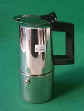 VECCHIA CAFFETTIERA VINTAGE TRACANZAN ALFA ACCIAIO INOX 18/10 3 TAZZE 1970. CI7