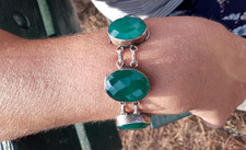 Bracciale Agata Imperiale Anni '80 Arg.925 Grande