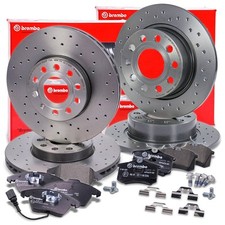 BREMBO XTRA DISCHI+PASTIGLIE FRENO ANTERIORI+POSTERIORI PER AUDI A3 SEAT SKODA V