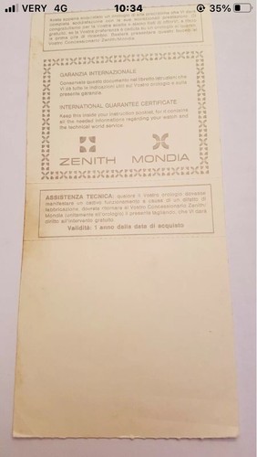 Garanzia zenith anni - anni, 80