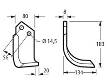 RICAMBIO ZAPPETTA FRESA MOTOZAPPA TIPO ORIGINALE TORTELLA T3-T4 ARCO-ELIC 80X8