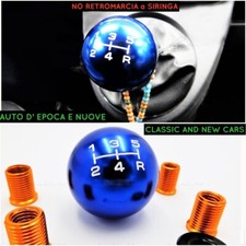 POMELLO Universale Leva Cambio BLU Auto Nuove e Epoca 5 MARCE in Acciaio INOX