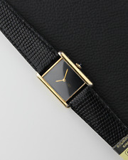 RARE FULL SET Men's/Large Size Cartier Must de Tank "Onyx" DIAL MANUAL - Ref. 6