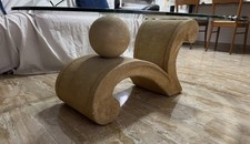 Tavolino da salotto in pietra leccese e vetro