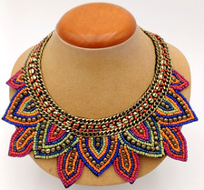 BIJOUX BRIGITTE COLLANA GIROCOLLO  IN STILE ETNICO -  PERLINE MULTICOLORE