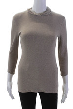 Camicia donna Rivamonti manica 3/4 girocollo girocollo a costine marrone cotone medio