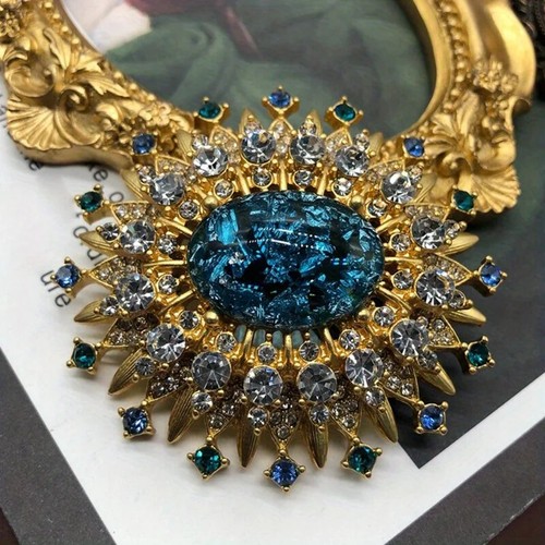 Spilla rotonda strass vintage