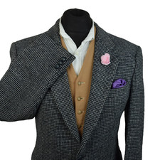 Giacca blazer Harris tweed sartoriale country 2 toni blu navy 42R #58 IMMACOLATA