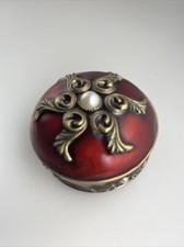 Michael Hero Red Pill Box W/gold And Pearls