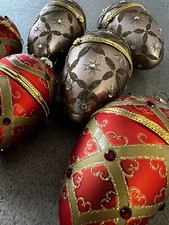 Decorazione Vetro 6 Uova contenitore rosa e arancio d6 h11 Edg Cod.684145.50