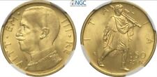 MONETA ORO REGNO D' ITALIA LITTORE 50 LIRE 1931 IX - FDC ECCEZIONALE - NGC MS66