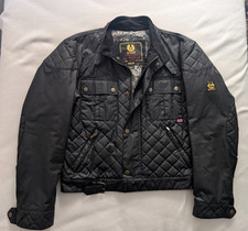 Belstaff Mojave Waxed Quilted Padded Jacket Men Black Cotton 2XL Malenotti