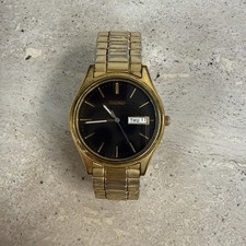 Seiko Gold Watch Black Face